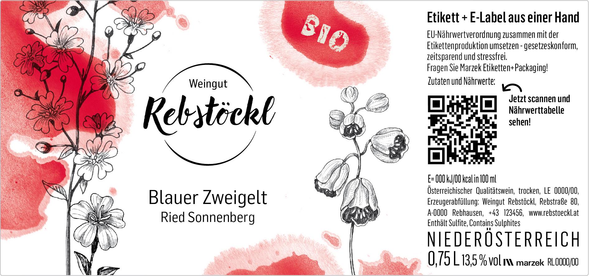 Ein Beispieletikett mit Bottlebooks E-Label mit Zutatenliste und Nährwerten